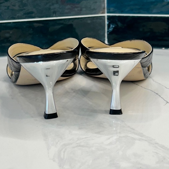 Nine West Black Mock Crock Sandal size 8 - Picture 4 of 5